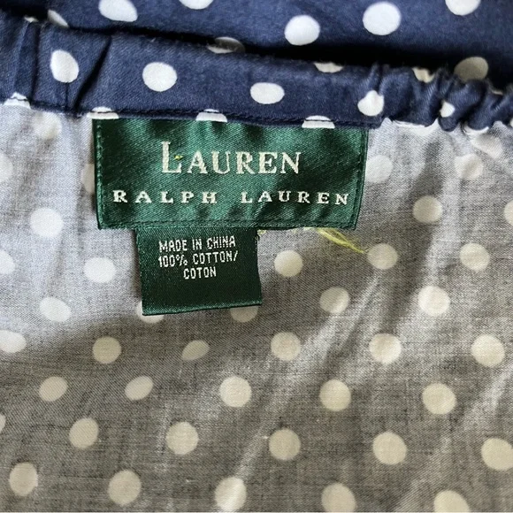 Lauren Ralph Lauren Off Shoulder Polka Dot Button Down Top Blue Sz M - Picture 15 of 15